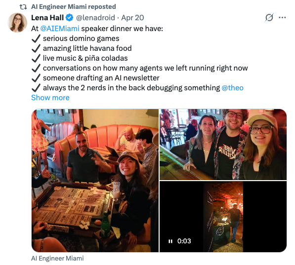 Lena Hall on the AI Engineer Miami speaker dinner