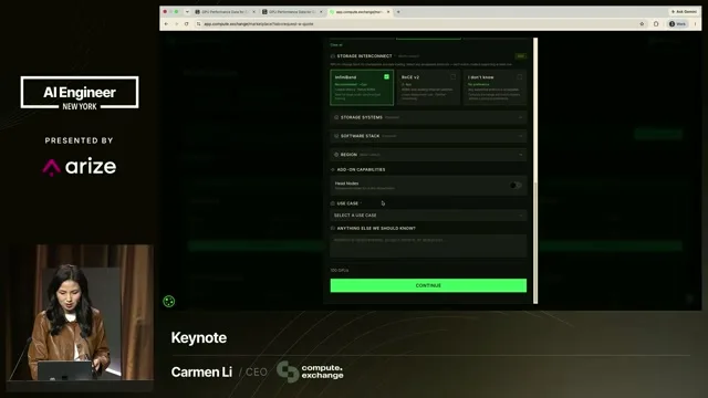Lower portion of a Compute Exchange request-for-quote form with interconnect, storage, software, region, head-node and use-case fields.