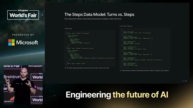 Selected presentation frame from Agents Without Code: Skills, YAML, and Filesystems Replaced Python — Philipp Schmid, Google DeepMind at 144 seconds
