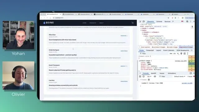 AI features are demonstrated directly in the browser and its console.