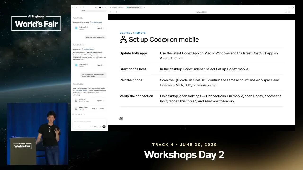 Four-row slide explaining app updates, host setup, phone pairing, and connection verification.