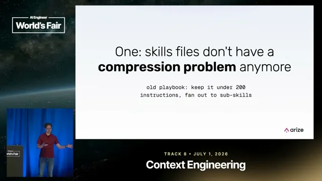 Selected presentation frame from How long can your skills be before your agent forgets what you told it? — Laurie Voss, Arize AI at 882 seconds