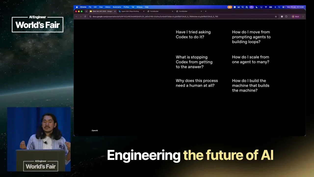 Selected presentation frame from Cooking with Codex — Charlie Guo & Gabriel Chua, OpenAI at 3812 seconds