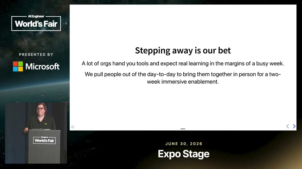 Selected presentation frame from How a Remote Company Builds AI Fluency — Em Shreve, Automattic at 60 seconds