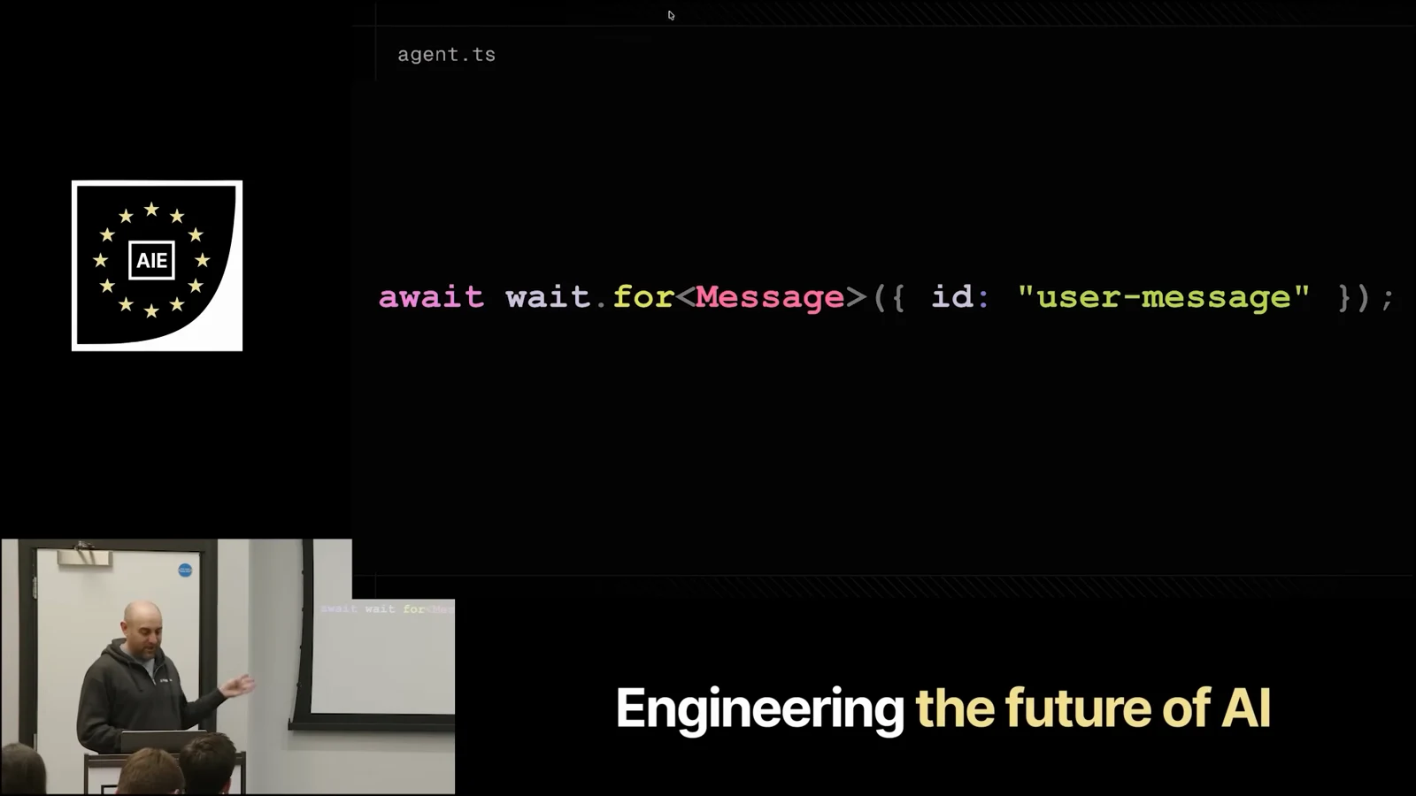 The example waits for the next user message while execution state can be suspended.