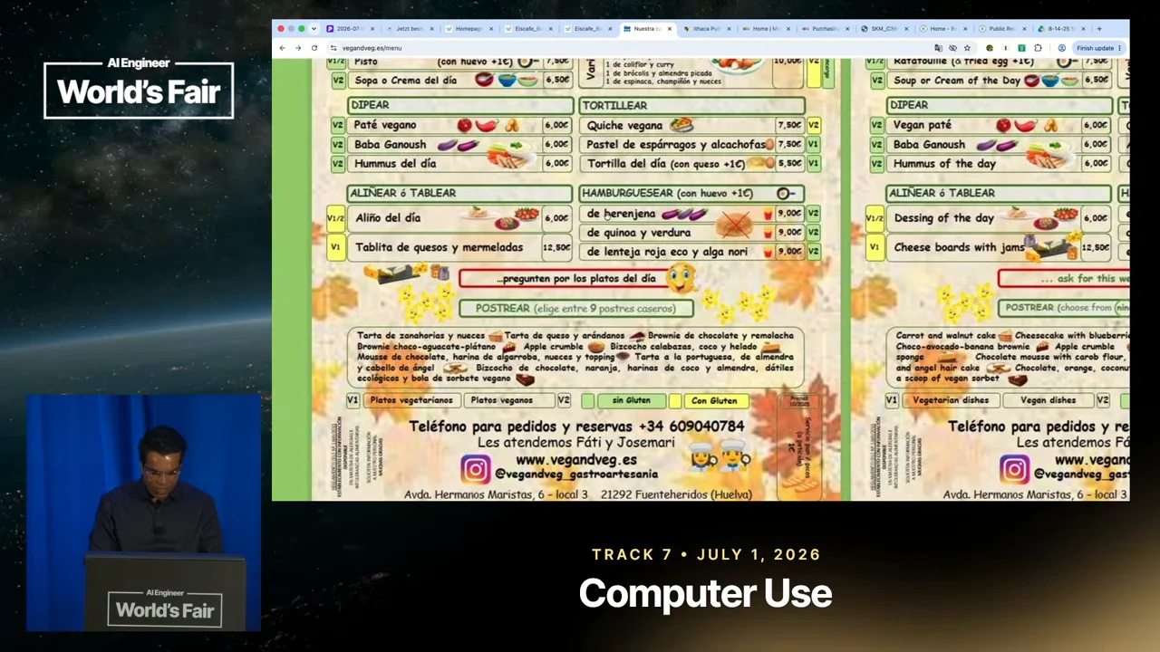Enlarged restaurant-menu image with Spanish and English columns and illustrated food items.
