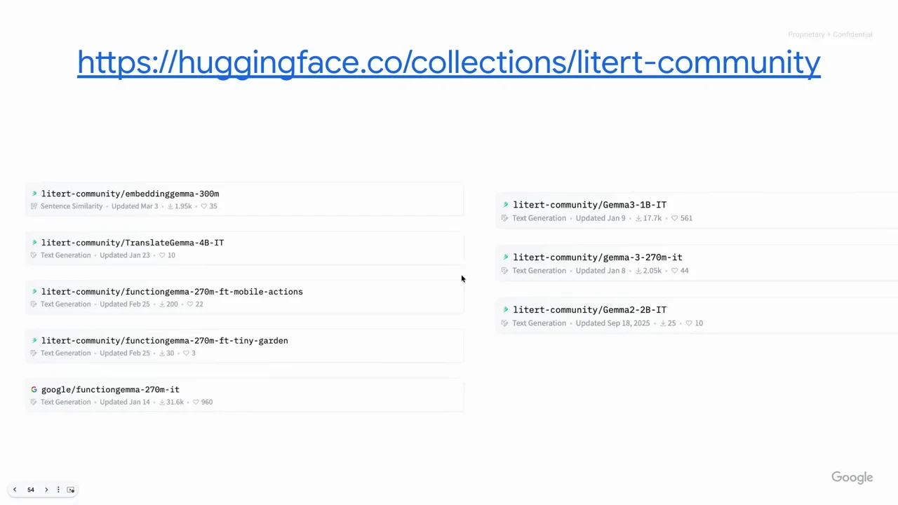 Hugging Face collection URL above two columns of model listings, including FunctionGemma variants and Gemma checkpoints.