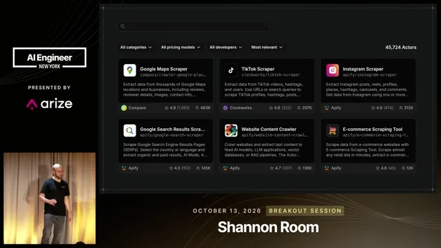 The Apify marketplace slide illustrates the Actors discussed in the opening section.