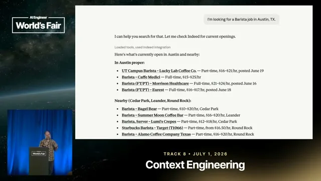 Selected presentation frame from MCP Apps: Give the Model Data, Give the User a UI — Dustin Mihalik, Indeed at 92 seconds