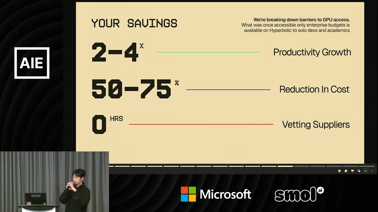 “Your Savings” slide showing 2–4× productivity growth, 50–75% reduction in cost, and zero hours vetting suppliers.