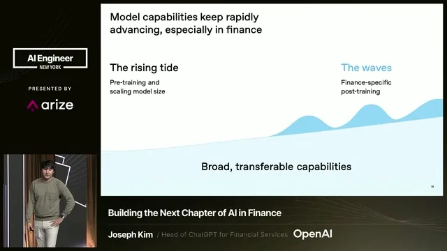Recording frame at 15:54: A rising tide of capability, with finance-specific waves