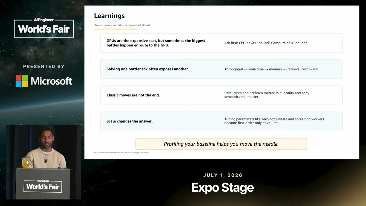 Selected presentation frame from From 15% to 90% GPU Utilization: Fix the Data Pipeline, Not the Model at 960 seconds