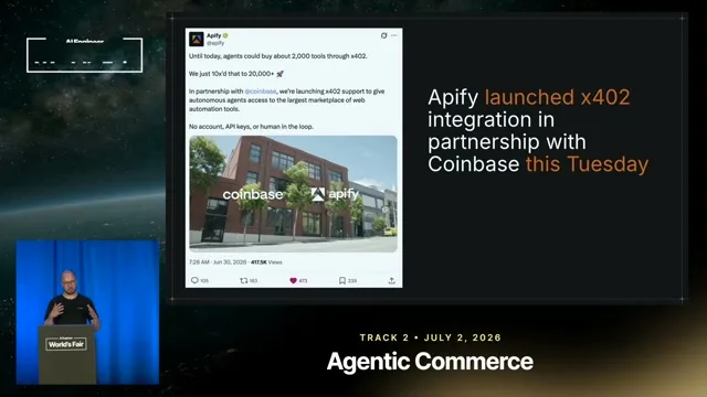 Selected presentation frame from x402 isn’t good (yet) — Jan Curn, Apify at 201 seconds