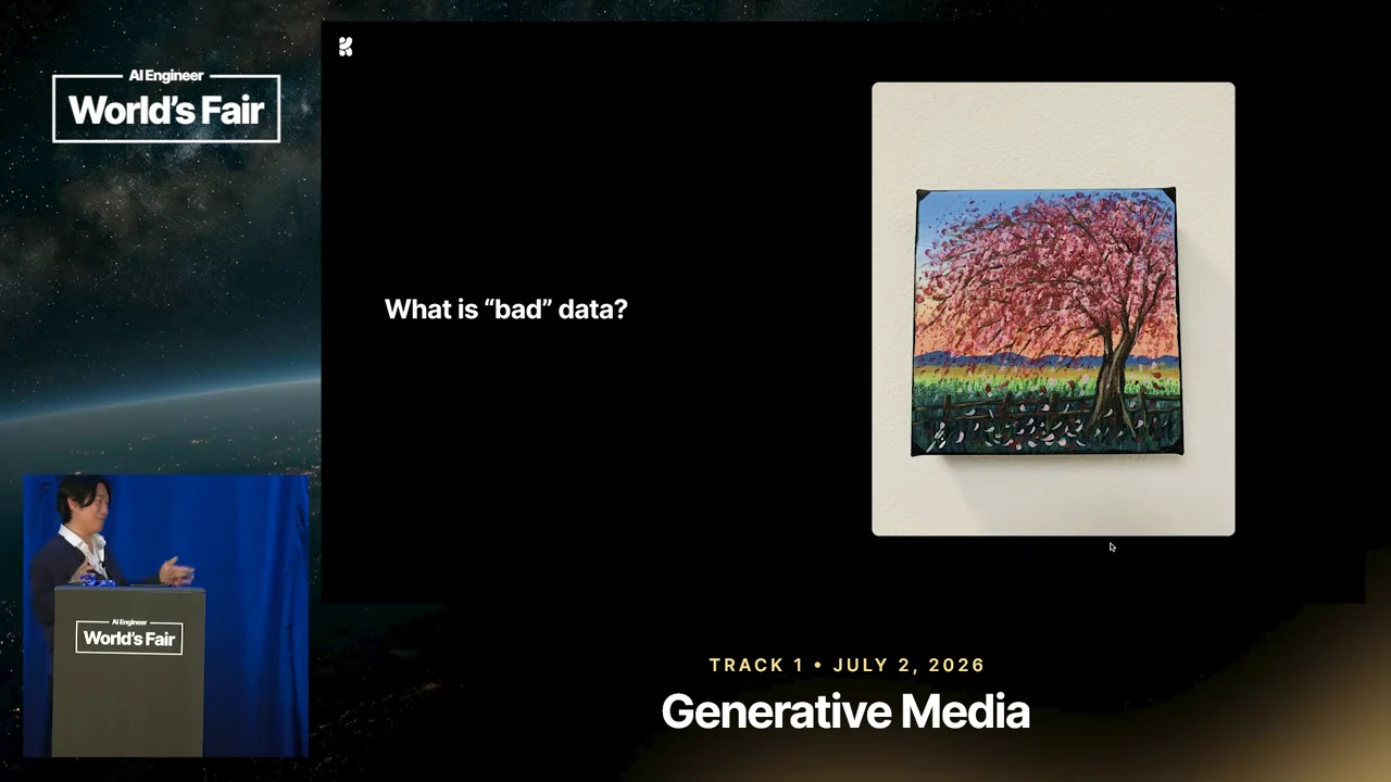 A colorful painting of a pink flowering tree hangs on a pale wall beside the question “What is ‘bad’ data?”
