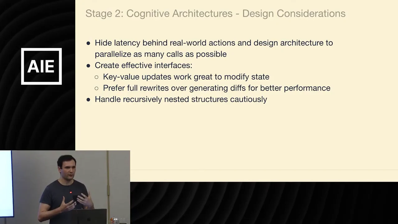 Slide recommends parallelizing calls, key-value state updates, full rewrites over diffs, and caution with recursively nested structures.