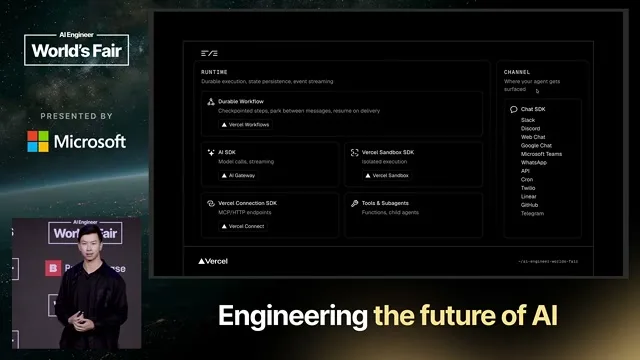 Selected presentation frame from How We Solved Agent Building — Andrew Qu, Vercel at 823 seconds