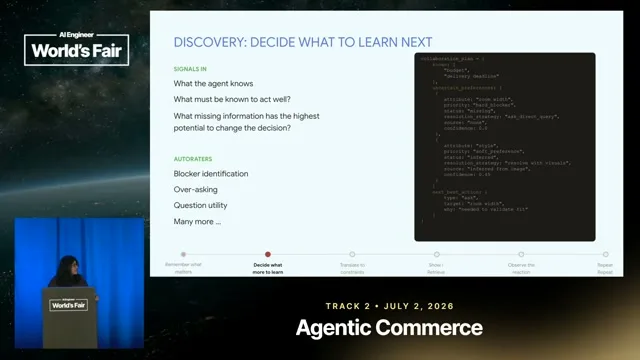 Selected presentation frame from Multimodal Collaborative Agents for Next-Gen Commerce — Nidhi Kaushik Vyas, Google DeepMind at 523 seconds