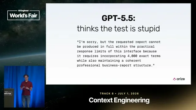 Selected presentation frame from How long can your skills be before your agent forgets what you told it? — Laurie Voss, Arize AI at 776 seconds