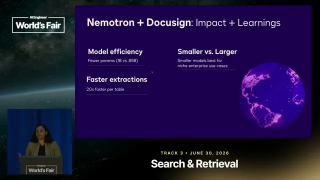 Selected presentation frame from Your Agreements Are a Database You Can't Query — Hiral Shah, Docusign & Sean Sodha, NVIDIA at 736 seconds