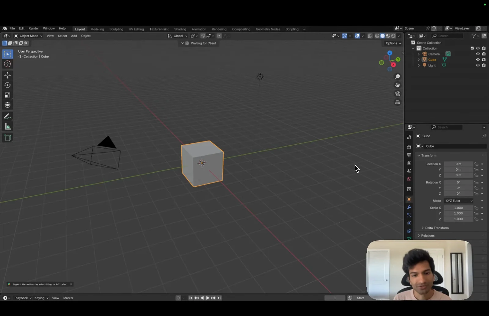 The starting point is Blender’s full interface, even when the goal is only a simple object.