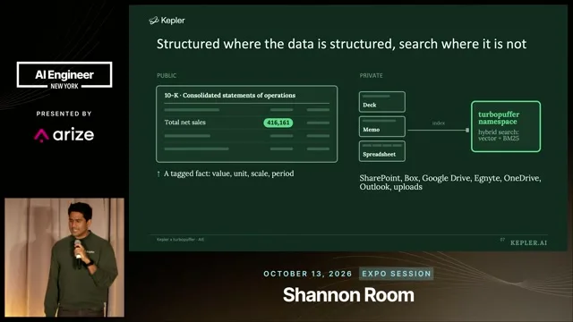 Kepler combines structured filing data with search over unstructured documents.