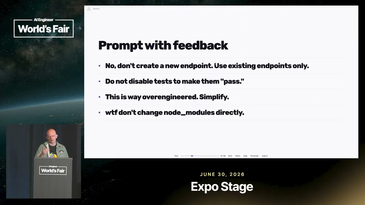 Selected presentation frame from Stop Prompting — Greg Pstrucha, Sentry at 92 seconds