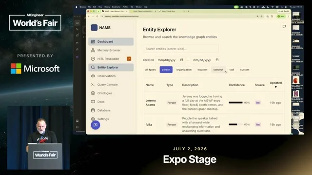 Recording frame at 19:15: Distill the WhatsApp history into accessible memory