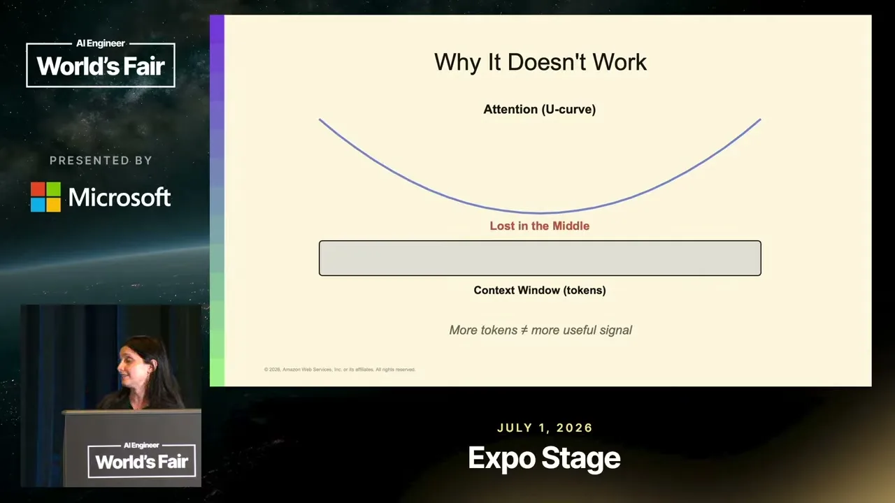 Selected presentation frame from Why Bigger Context Windows Won't Save Your Agent — Elizabeth Fuentes Leone, AWS at 153 seconds