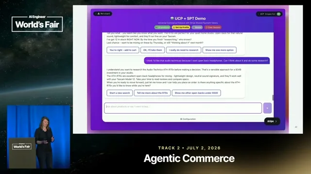 Selected presentation frame from Teaching agents to pay — Anna Spysz, Stripe at 855 seconds