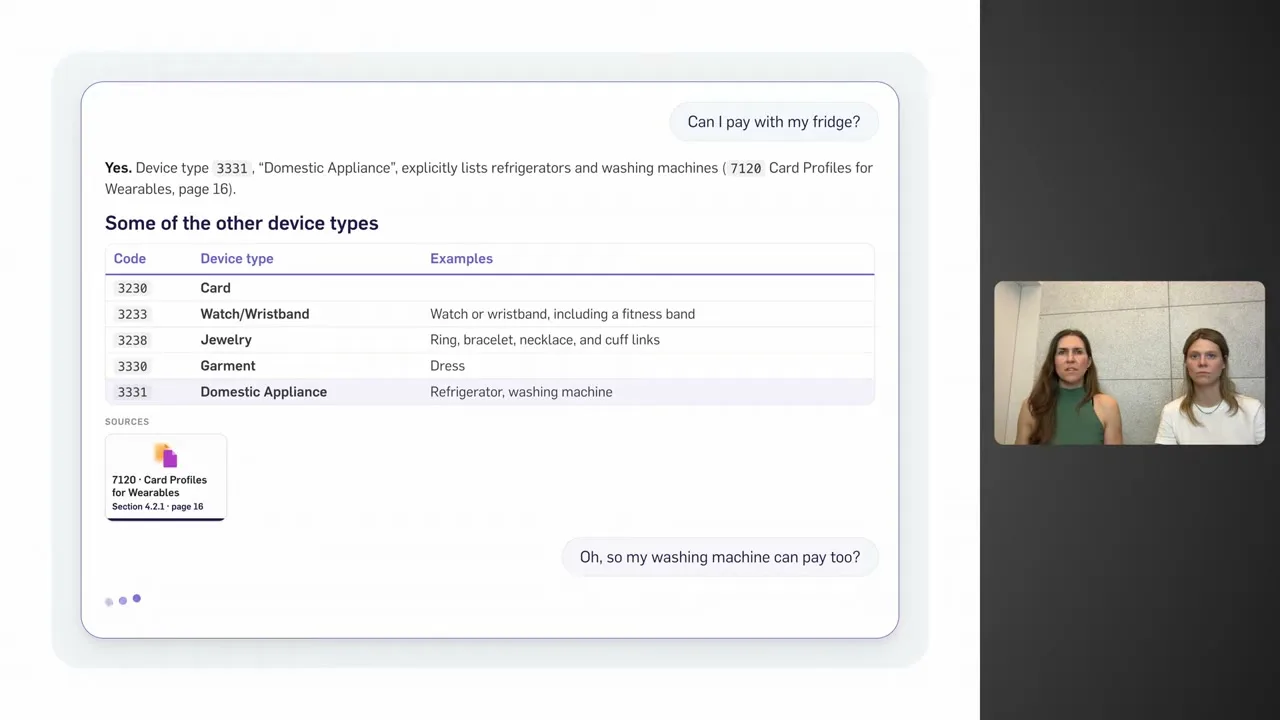 The answer ties device type 3331 to the cited rulebook page, with the matching table row and source card visible below.