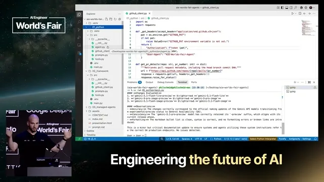 Selected presentation frame from Agents Without Code: Skills, YAML, and Filesystems Replaced Python — Philipp Schmid, Google DeepMind at 351 seconds