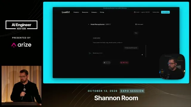 LiveKit’s hotel-receptionist demonstration provides the conversation used in the talk.
