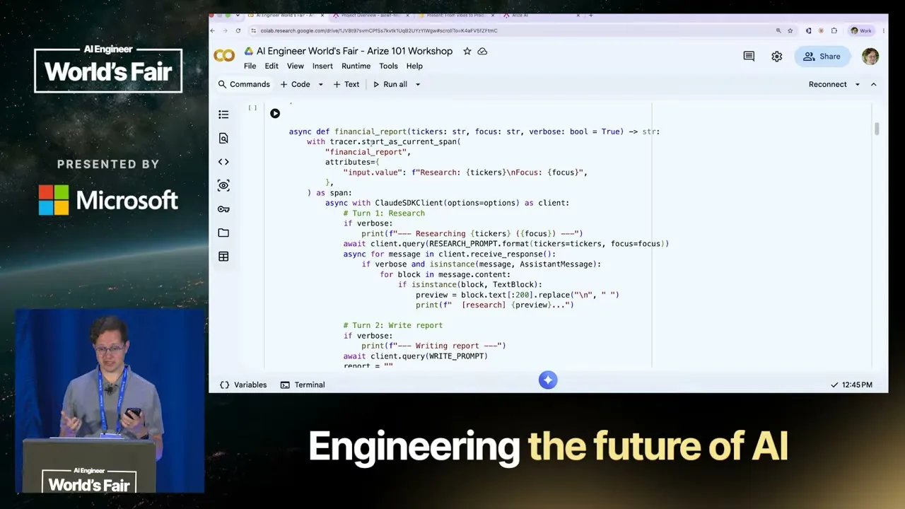 Selected presentation frame from From Vibes to Production: Evaluating and Shipping AI Agents That Work 101 — Laurie Voss, Arize AI at 1910 seconds