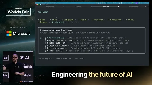 Selected presentation frame from Harness Engineering: Building the Production Cage for Powerful Domain Agents — Mike Chambers, AWS at 910 seconds