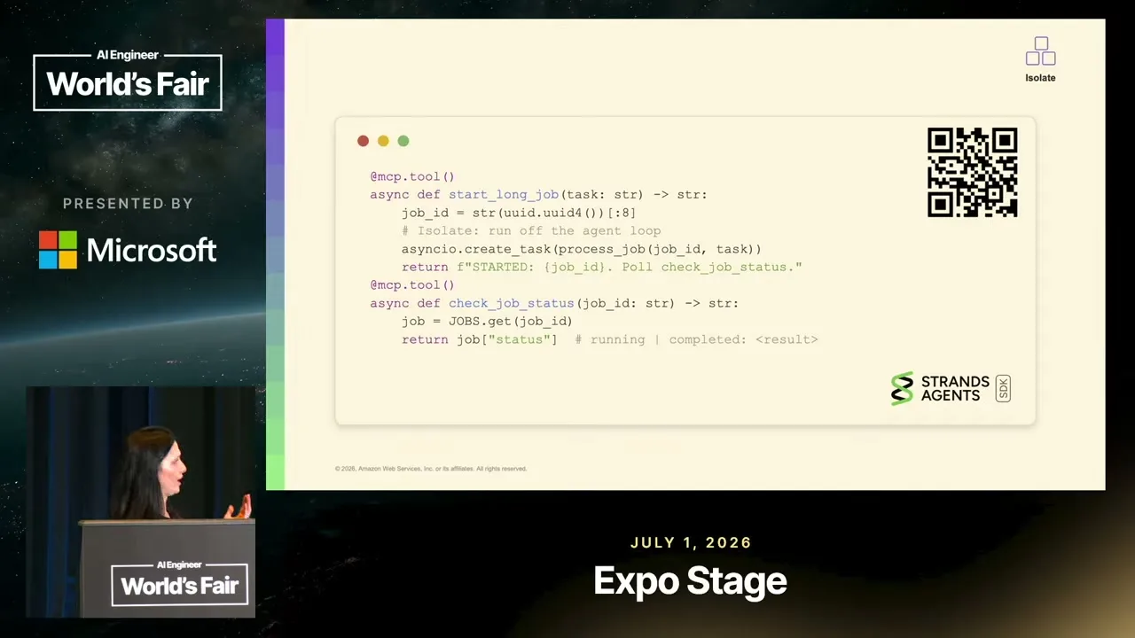 Selected presentation frame from Why Bigger Context Windows Won't Save Your Agent — Elizabeth Fuentes Leone, AWS at 798 seconds