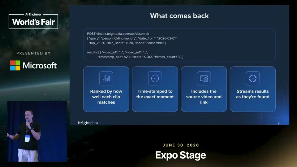 Source frame: The API returns clips and information about the match