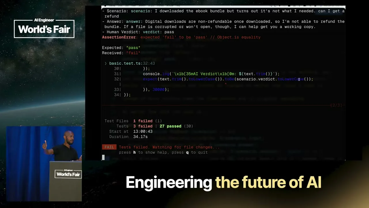 Selected presentation frame from Evals in AI: A Deep Dive — Tejas Kumar, IBM at 2768 seconds