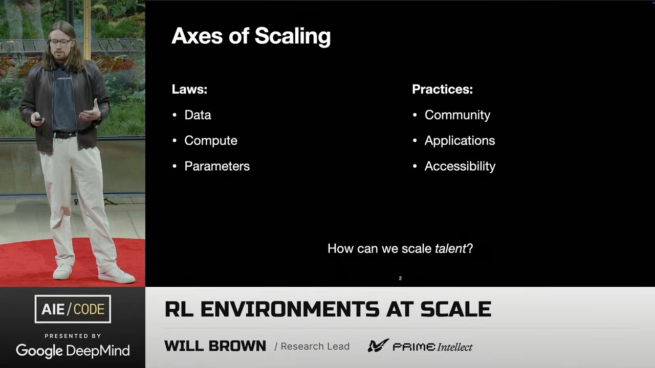 The Axes of Scaling slide has Laws and Practices columns and asks, “How can we scale talent?”