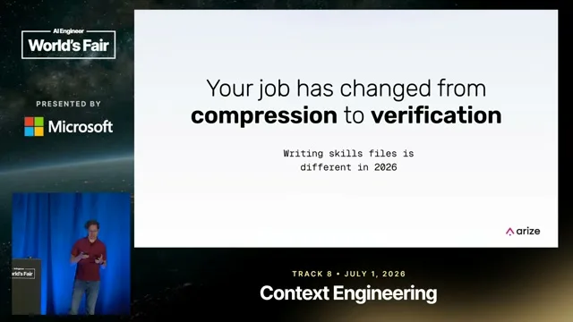 Selected presentation frame from How long can your skills be before your agent forgets what you told it? — Laurie Voss, Arize AI at 1256 seconds