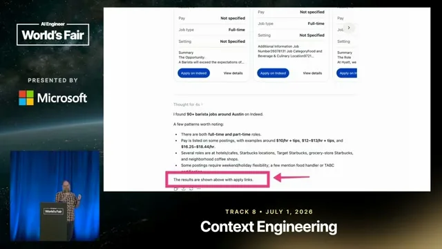 Selected presentation frame from MCP Apps: Give the Model Data, Give the User a UI — Dustin Mihalik, Indeed at 343 seconds