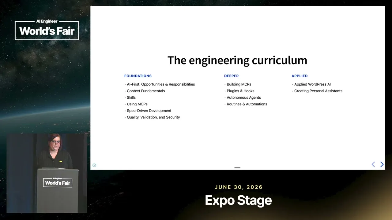 Selected presentation frame from How a Remote Company Builds AI Fluency — Em Shreve, Automattic at 210 seconds