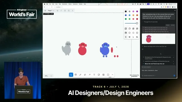 Selected presentation frame from The Spatial Harness: Bringing Agents to the Canvas — Max Drake, tldraw at 460 seconds
