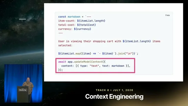 Selected presentation frame from MCP Apps: Give the Model Data, Give the User a UI — Dustin Mihalik, Indeed at 440 seconds