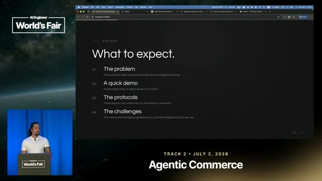Selected presentation frame from The End of the Static Screen: Architecting Intent-Driven UX — Gus Iwanaga, commercetools at 135 seconds