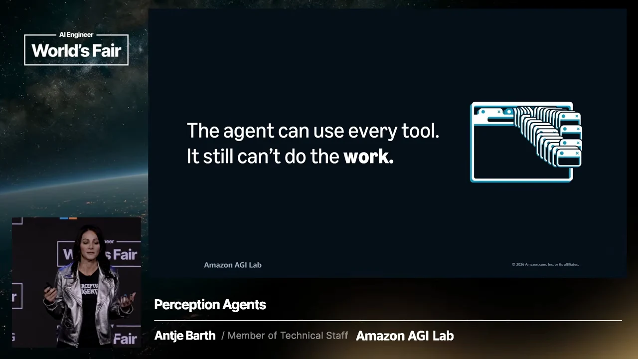Slide with that statement beside an illustration of overlapping application windows, with the speaker inset at left.