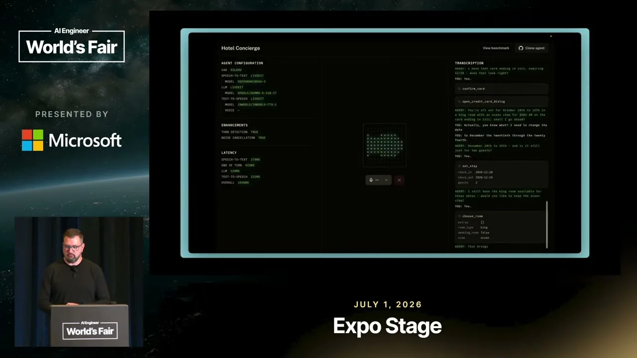 Selected presentation frame from Latency Is a Budget. Humanlike Is the Goal. — Jesse Hall, LiveKit at 556 seconds