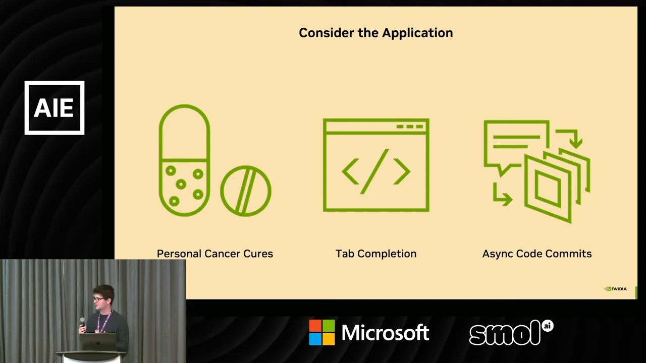 Slide titled “Consider the Application” with pill, code window, and stacked message icons above the three application labels.