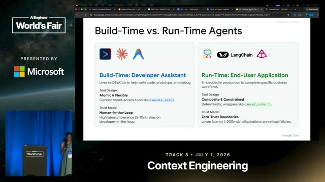 Selected presentation frame from Build-Time vs. Run-Time: Why Dev Tools Fail in Production — Averi Kitsch & Prerna Kakkar, Google at 361 seconds