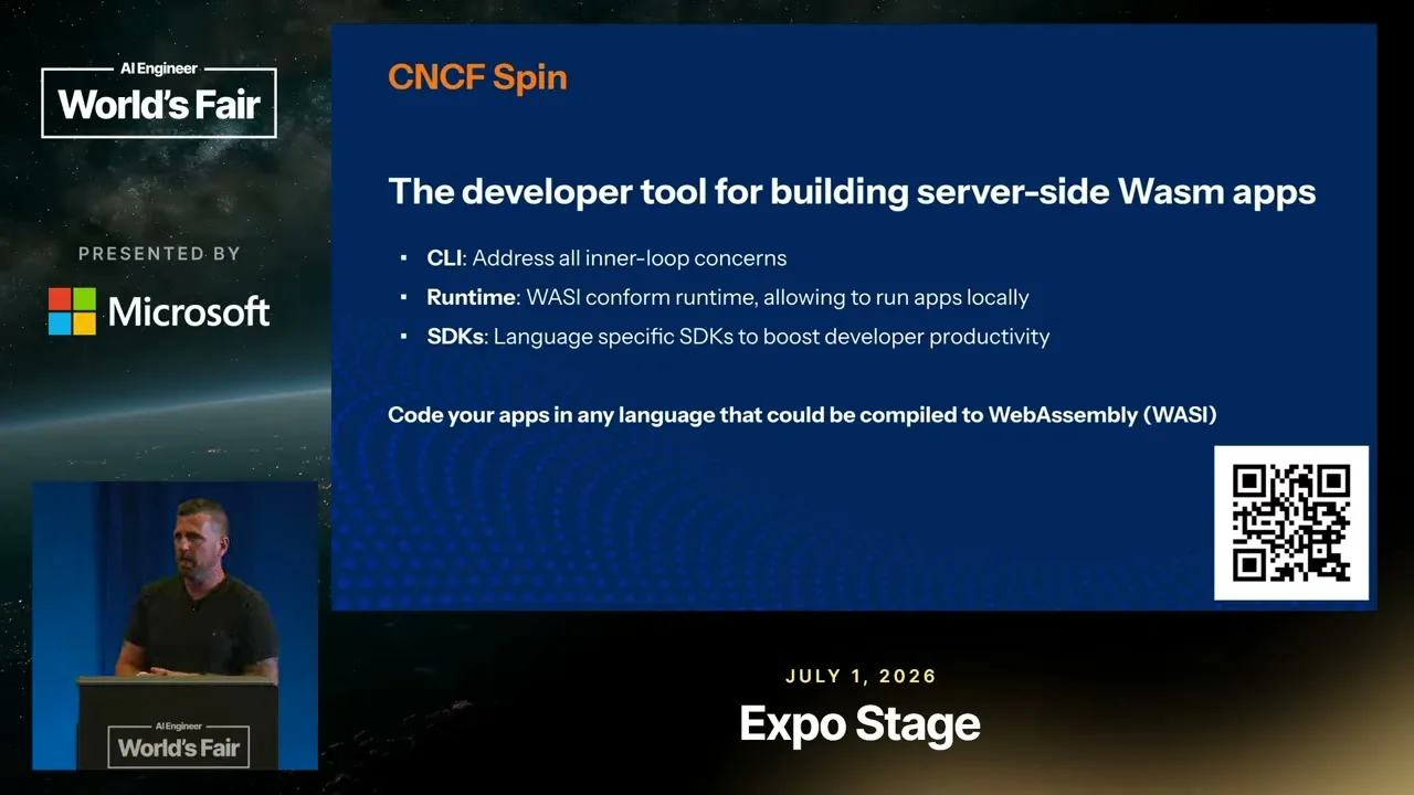Selected presentation frame from Zero Cold Starts: Serverless AI Agents on Akamai Functions — Thorsten Hans at 232 seconds