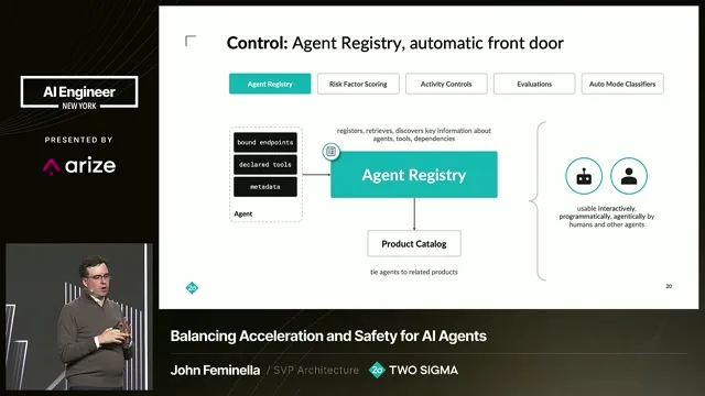 An agent registry records declared tools and metadata, connects agents to a product catalog and supports human and programmatic discovery.